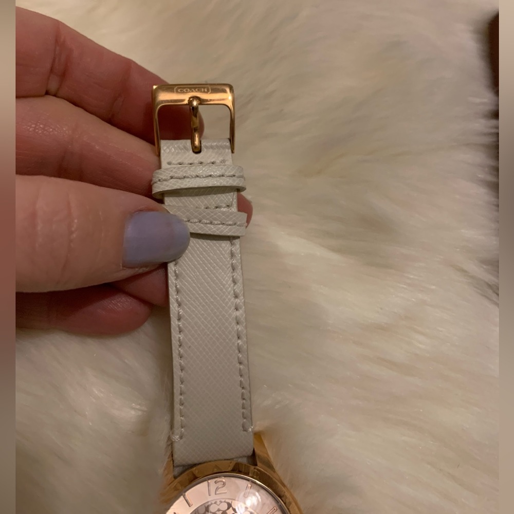 Authentic COACH Rose Gold Dial Signature C WATCH Ivory Genuine Leather Band - Picture 11 of 16